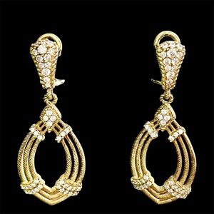 Elegant Judith Ripka Gold washed Silver Drop Earrings